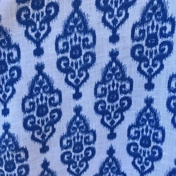 Chicos blue white patterned button up shirt blouse linen size 3 Large - Picture 4 of 6